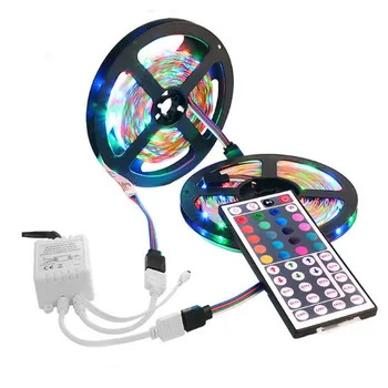 

10M 3528 SMD RGB 600 LED Strip light string tape+44 Key IR remote control Colorful Neon Strip Flexible Home Decoration Lamp