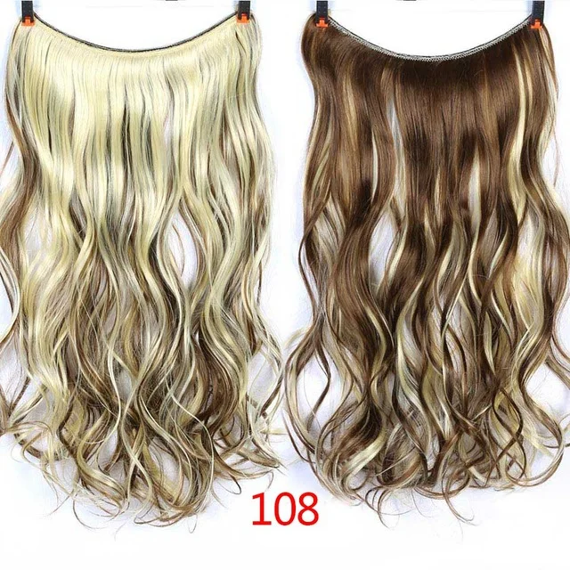 AOSIWIG женские рыбий линии волосы для наращивания темно-коричневый натуральный волнистые длинные высокая температура Волокно синтетический зажим для наращивания парик - Цвет: 108