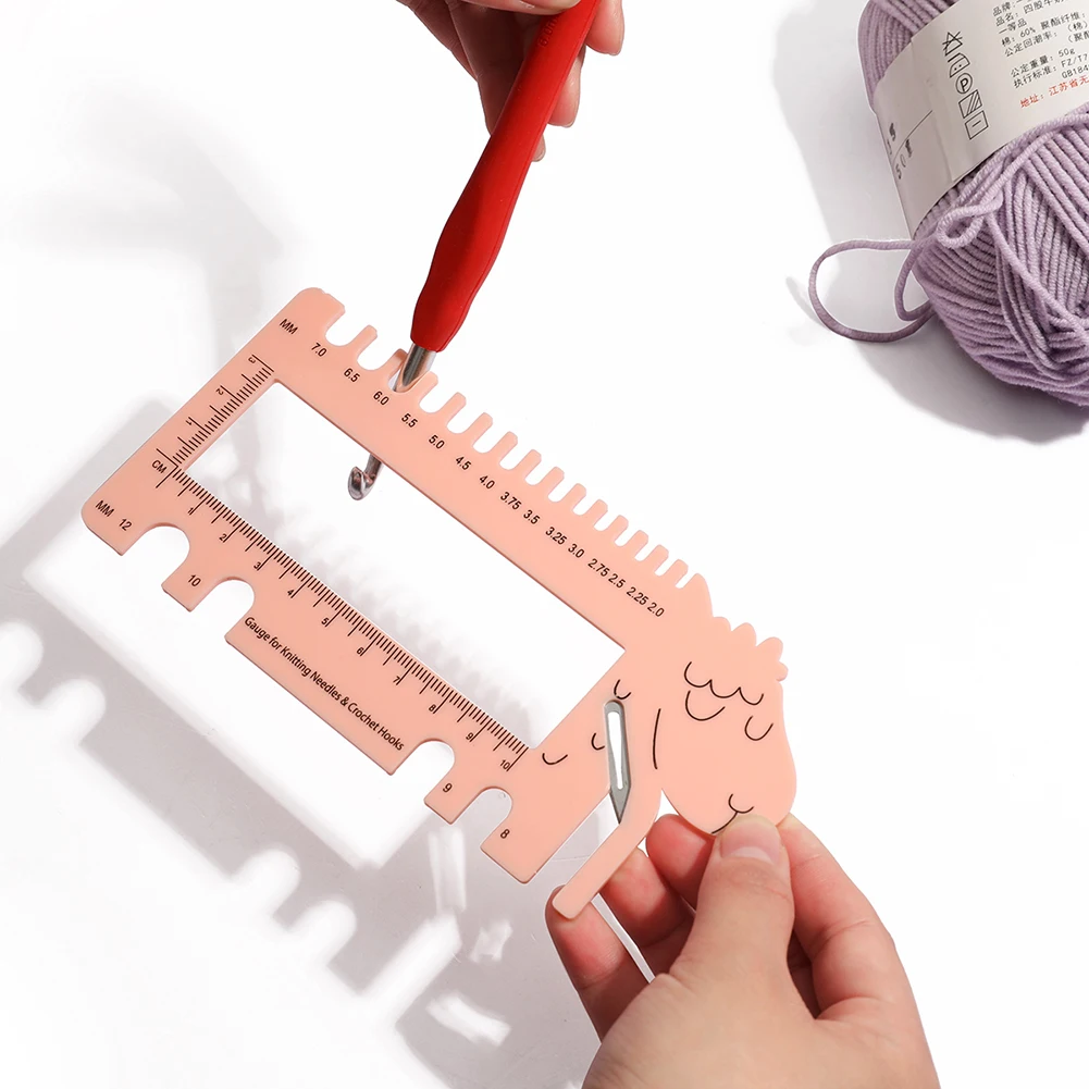Crochet Hooks Crochet Needles DIY Sheep Shape Sewing Knitting Needles Gauge Size Guide Crochet Hook Ruler Measure Gauge Tool Accessory