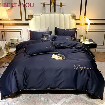 

Luxury Bedding Sets For Boys Cotton Satin Bed White Black Duvet Cover King Queen Size Quilt Cover Brief Bedclothes Comforter