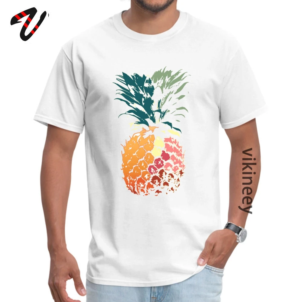 Nice_drawn_colored_painted_pineapple_art_ Funny Adult T-shirts Round Neck Short Sleeve 100% Cotton Tees Simple Style T Shirts Nice_drawn_colored_painted_pineapple_art_8875 white