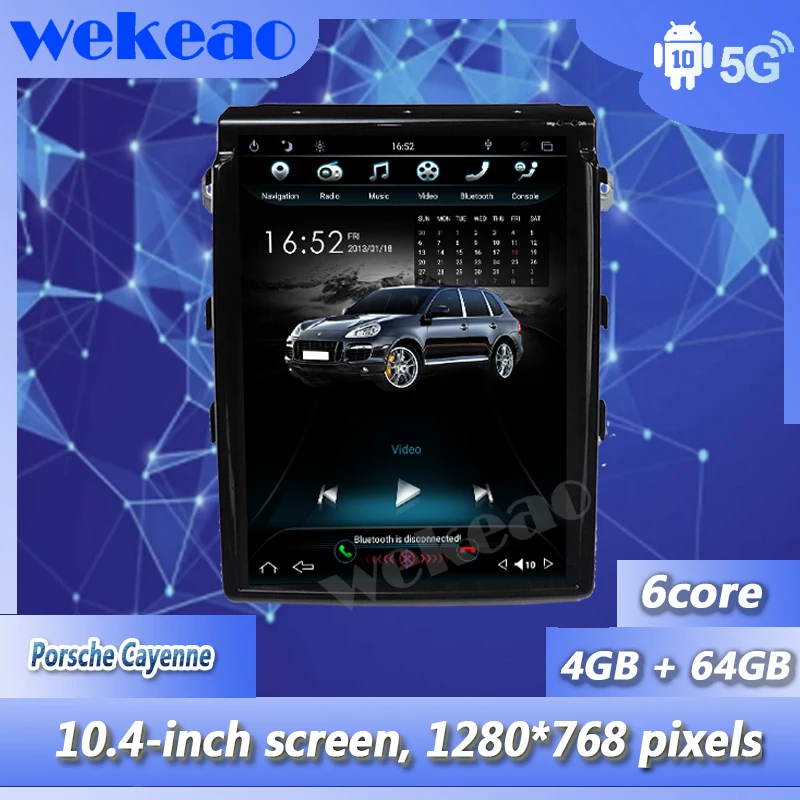Wekeao 10 4 &quotвертикальный экран Tesla Style 1Din Android 9 0 автомобильное радио для Porsche Cayenne