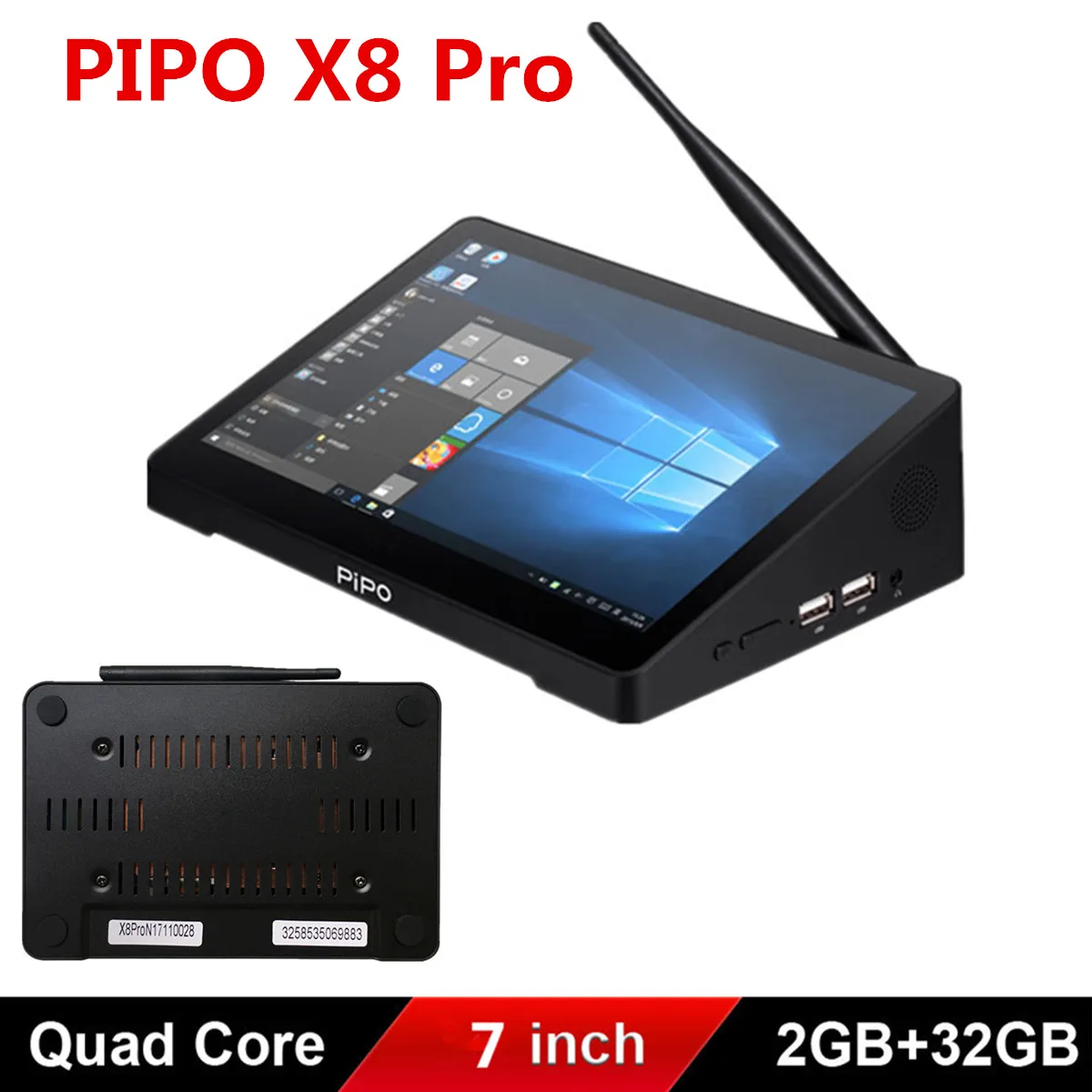 Pipo X8 Pro 7 дюймов ТВ коробка мини ПК 2 Гб ОЗУ 32 Гб ПЗУ Intel Cherry Trail Z8350 четырехъядерный Windows 10 и Android 5,1 tv Box