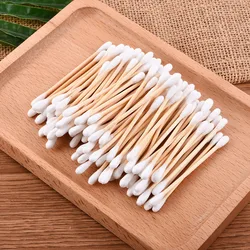 50/150 Pcs Disposable Convenient Soft Double Head Wood Cotton Swabs Lightweight For Beauty Makeup Remover Nose Ears Cleaning