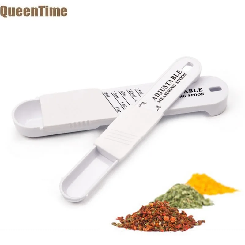 QueenTime 2 шт мерные ложки Регулируемый Пластик Кофе сахар соль специи Миксер для