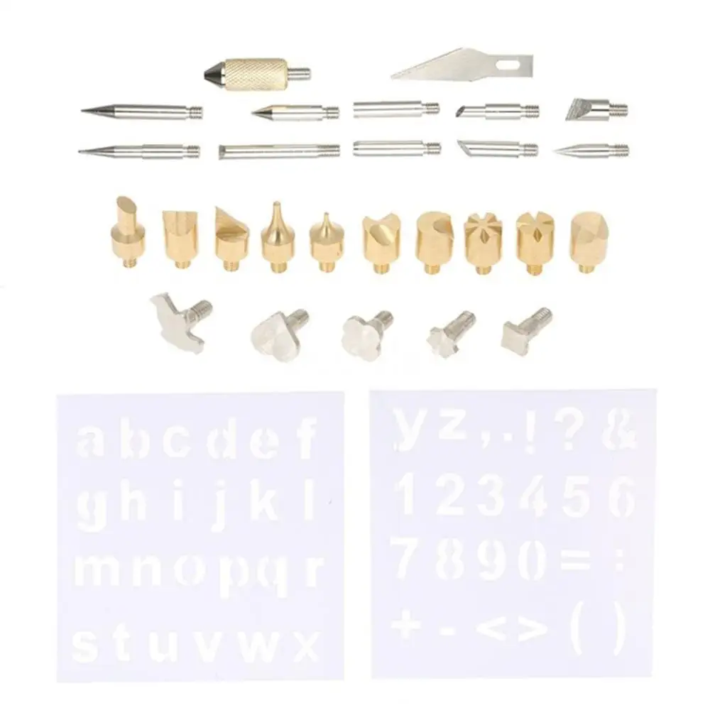 6/28Pcs EU US Electric Adjustable Temperature Welding Soldering Iron Kit Tool Wood Embossing Burning Soldering Pen Set