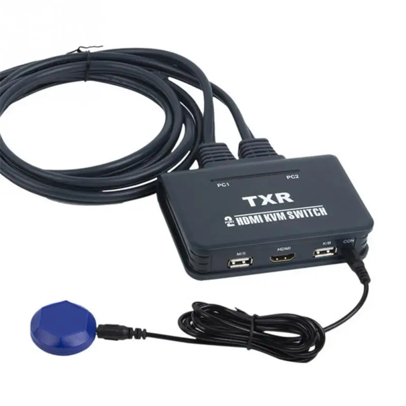  2 Port USB With Cables Dual Monitor HDMI Button TV Projector KVM Switch Notebook Keyboard Mouse Spl
