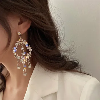 

FYUAN Palace Water Drop Crystal Earrings for Women Bijoux Geometric Rhinestone Dangle Earrings Weddings Jewelry Gifts