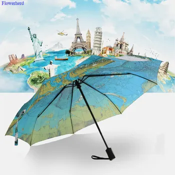 

Automatic Folding World Map Umbrella Creative Umbrella Mens Gifts Big Windproof Umbrellas Rain for Men Sun and Rain Umbrella