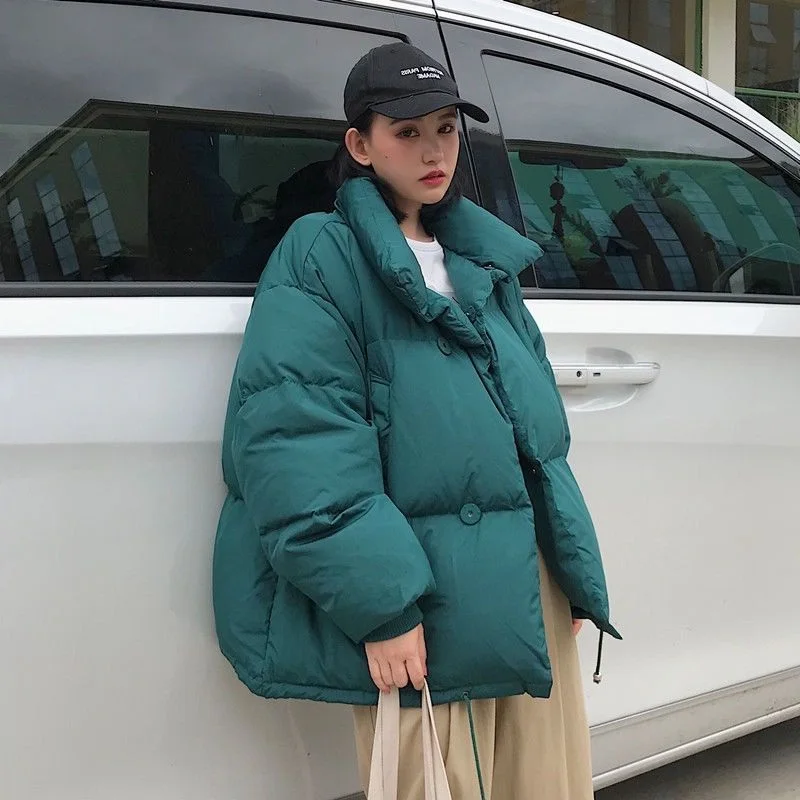 Woherb Harajuku Женское зимнее пальто куртка-пуховик негабаритная парка Женская Корейская Свободная куртка на подкладке с пупырышками Casaco Feminino