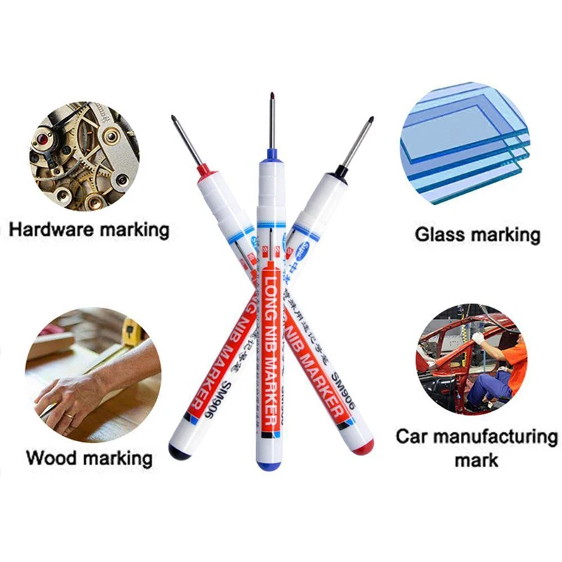 Long Nib 20mm Writing Carpenter Construction Deep Hole Home Decoration Water Resistant Quick Drying Marker Pen Multifunction