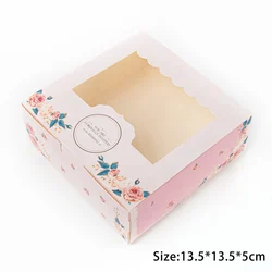 Elegant 5-Piece Pastry Gift Boxes with Clear Window - 5 pieces (Pink Flower One)