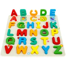 Puzzle en bois Alphabet chiffres ABC, formes, planches, jouets avec blocs de lettres, jouets éducatifs précoces, Puzzle