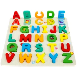 Alfabeto de madeira quebra cabeça abc números formas quebra cabeças placas de brinquedos com blocos de carta aprendizagem precoce brinquedos educativos letras jigsaw