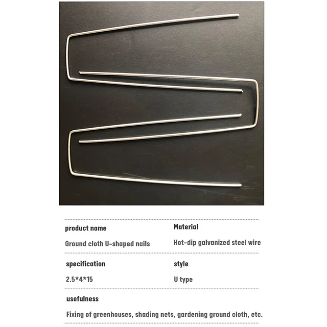 100 Db U Alakmérő Horganyzott Acélkert -Tétköteg Rögzítő Csapok A Gyomszövet -Szövet Szövet Hálójának Rögzítéséhez - Image 4