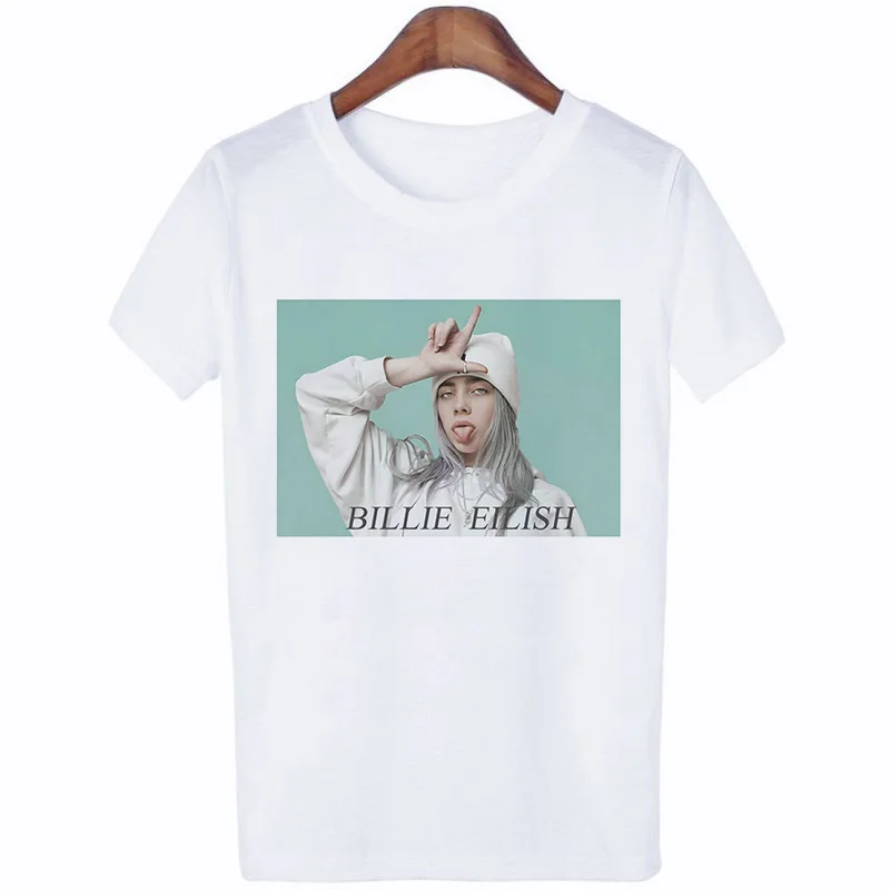 Billie Eilish женская футболка с принтом в стиле панк, хип-хоп, летняя футболка с круглым вырезом и коротким рукавом, высокое качество, эстетическая женская футболка - Color: 3825