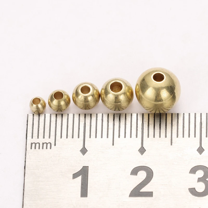 Brass Ball Beads 50pcs Original Round 3/4/5/6/8mm For DIY Necklaces Jewelry Making