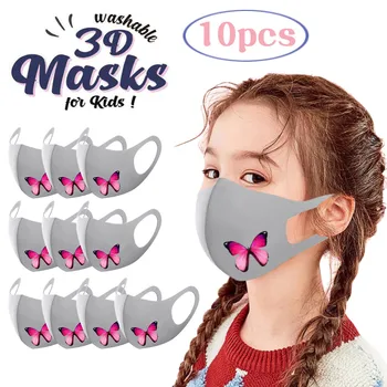 

10pcs Child Cartoon Butterfly Print Mask Breathable Safe Protect Mask Kids Reusable Mouth Mask Reusable Máscara Mouth Topmask F8