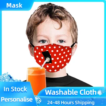 

1/3/5/7 PC Face Masks Kids Boys Unisex Dustproof Cotton Face Mask Drinking Mask with Hole for Straw Face Cover Mascarilla