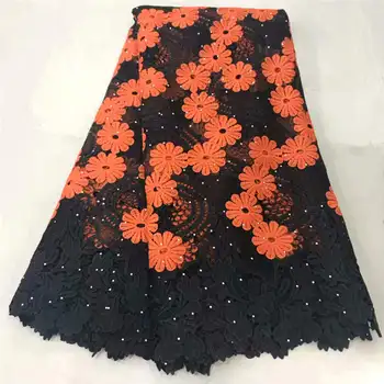 

2019 African french tulle lace High Quality Multi Color Cord Lace Fabric African Guipure Lace Fabric For Wedding Dress XSA03