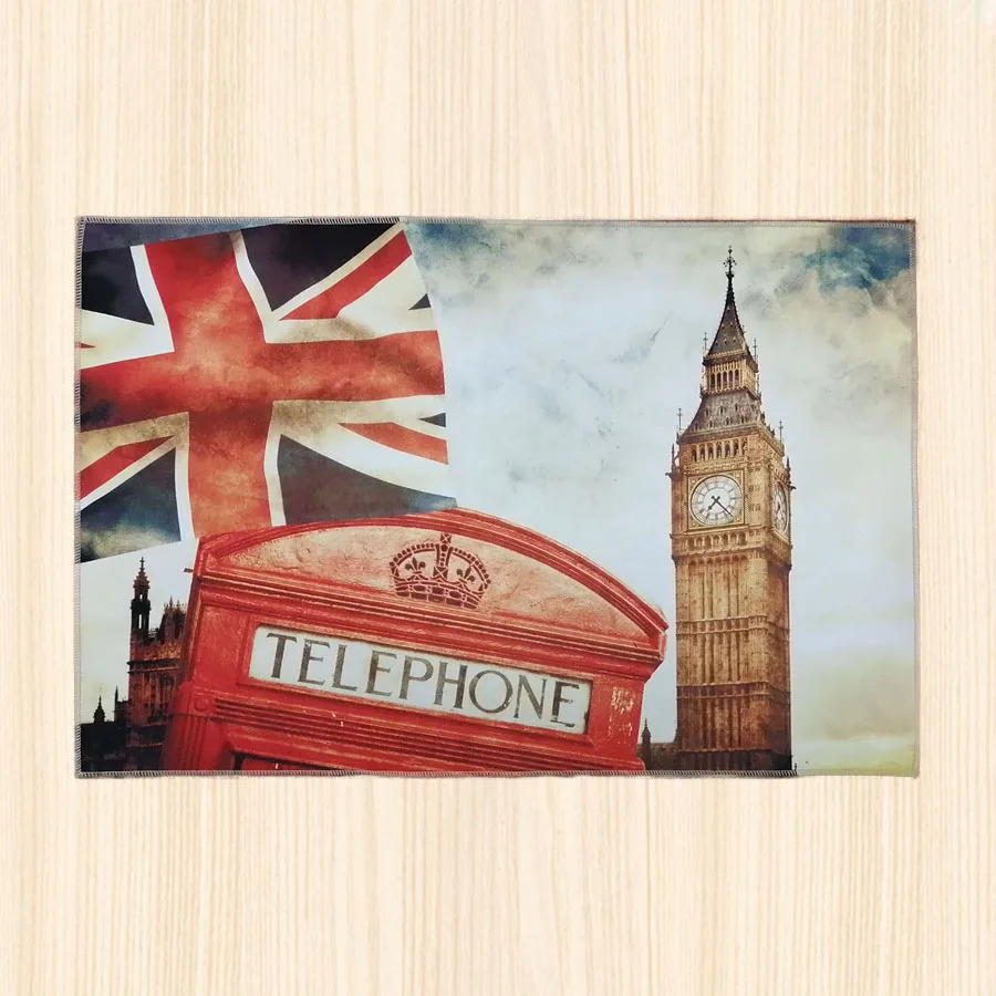 Лондонский Городской маленький ковер для гостиной хлопковый UK телефонная будка