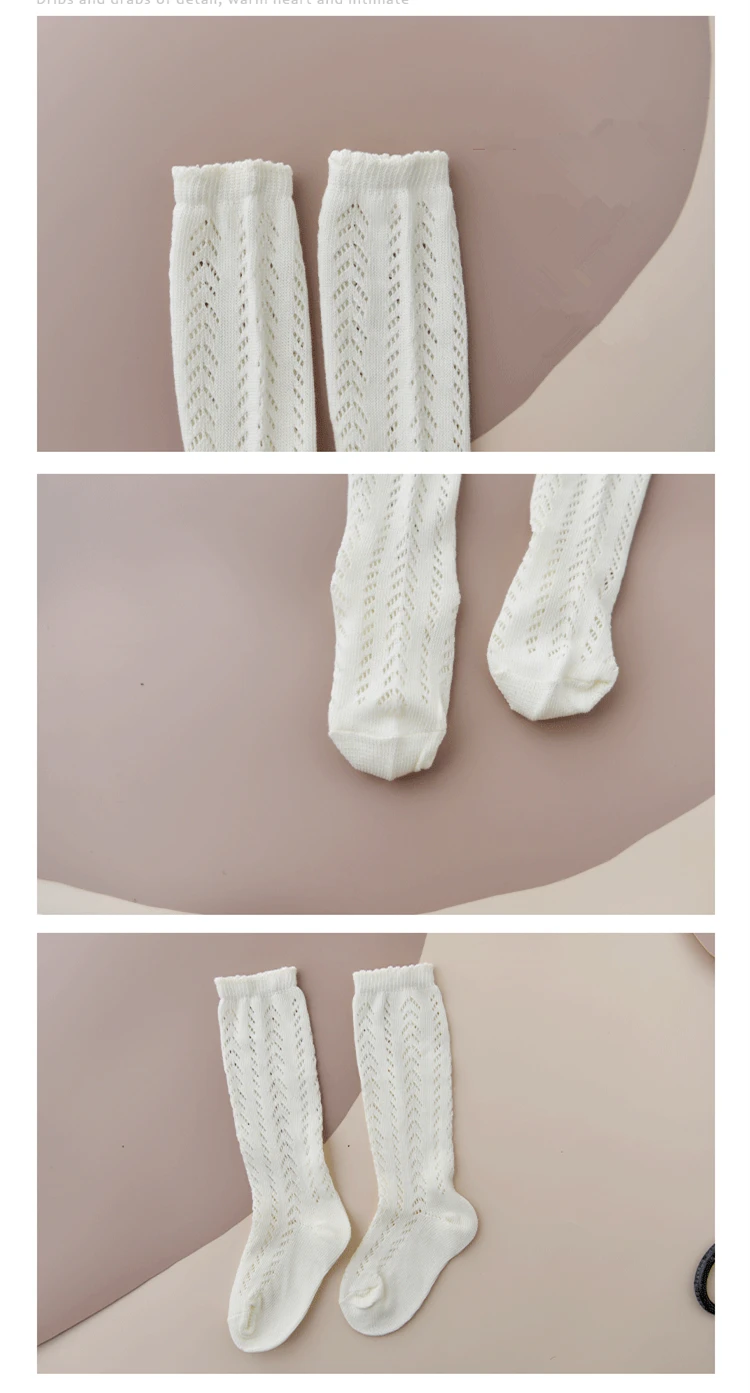 New Summer Children Socks Baby Girls Knee High Toddler Socks Cotton Long Tube Cute Princess Mesh Socks Kids Hollow Out Socken