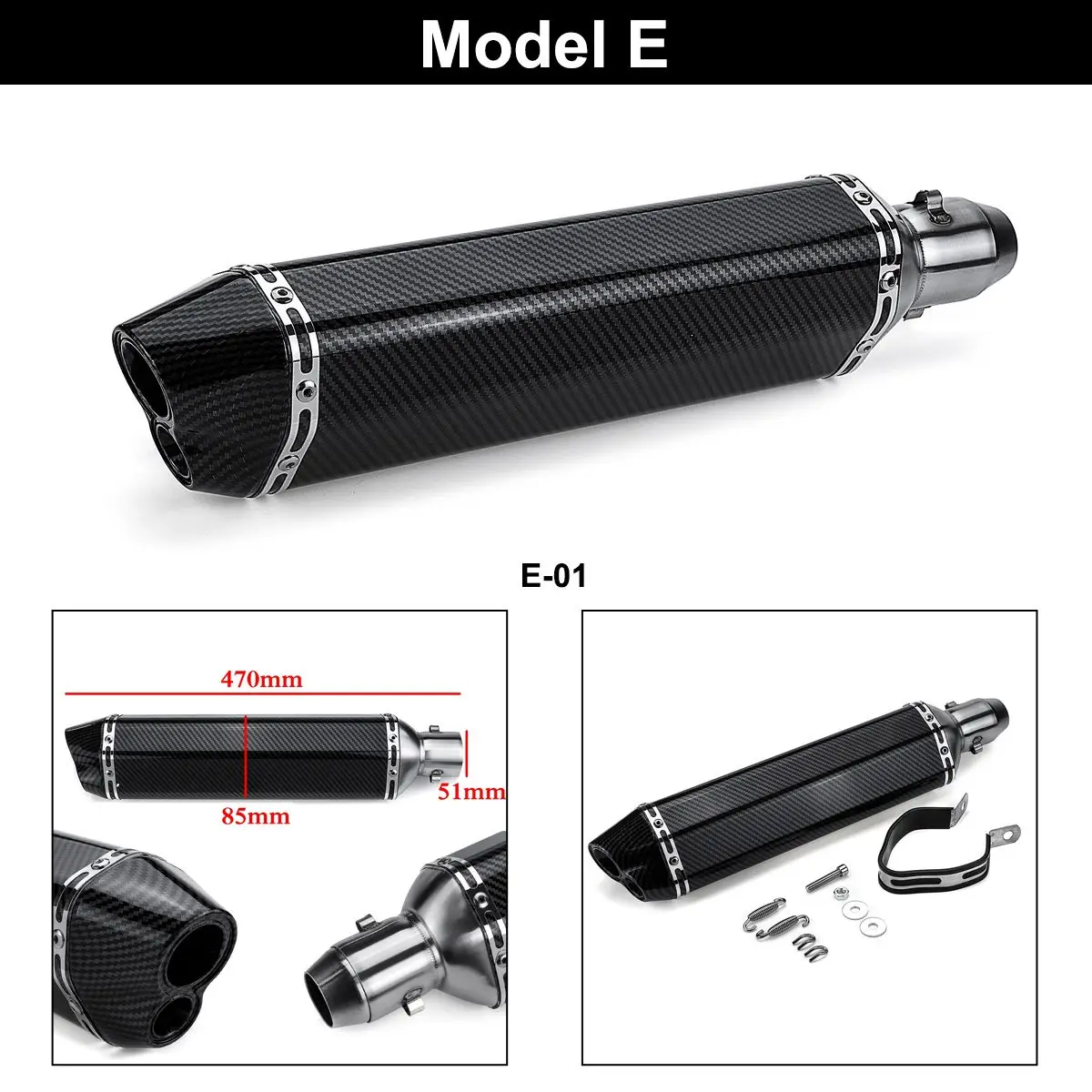 Для Suzuki/Honda/Kawasaki/escape Moto 38-51 мм нержавеющая сталь черный Универсальный мотоцикл двойной выход глушитель выхлопной трубы