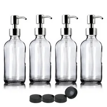 4pcs 250ml Clear Glass Pump Bottle Empty Stainless Steel Lotion Pump Dispenser Containers for Liquid Soap Shampoo Shower Gel 8Oz 4pcs 250ml Clear Glass Pump Bottle Empty Stainless Steel Lotion Pump Dispenser Containers for Liquid Soap Shampoo Shower Gel 8Oz