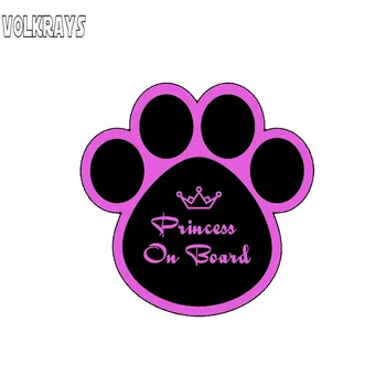 

Volkrays Creative Car Sticker Princess on Board Crown Funny Dog Print Accessories Reflective Waterproof PVC Decal,12cm*12cm