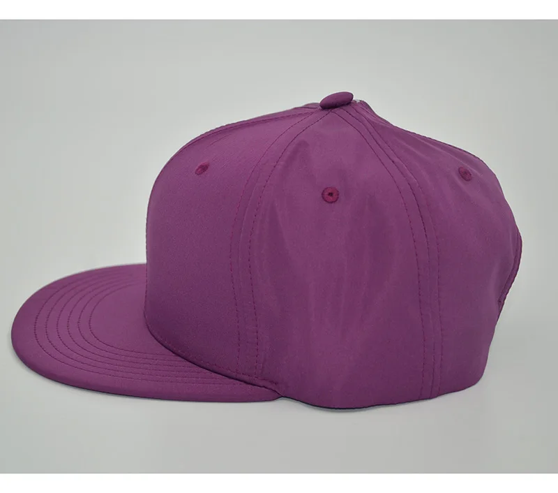 Plain hip hop hat purple snapback cap polyester material small quantity as customized design