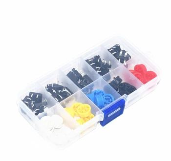 

25PCS Tactile Push Button Switch Momentary 12*12*7.3MM Micro switch button + 25PCS Tact Cap(5 colors)