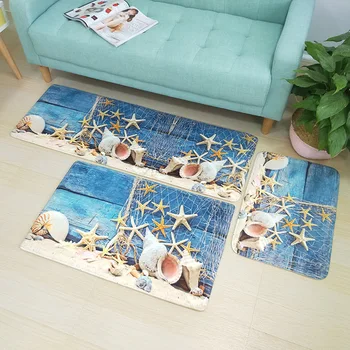 

Multi Sizes Mediterranean Style Bathroom Carpets Bath Mat Set Thicken 3D Printed Bathroom Floor Carpets Toilet Rugs WC Doormat