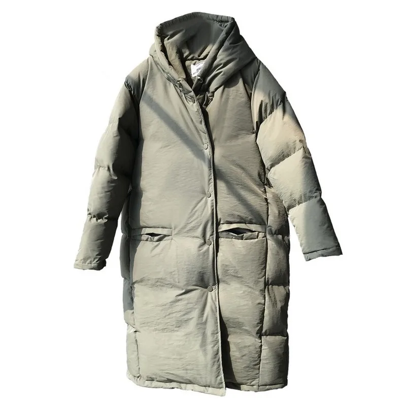 Зимнее пальто новое свободное средней длины с капюшоном плюс толстые хлопковые куртки Женские однотонные парки abrigos mujer invierno