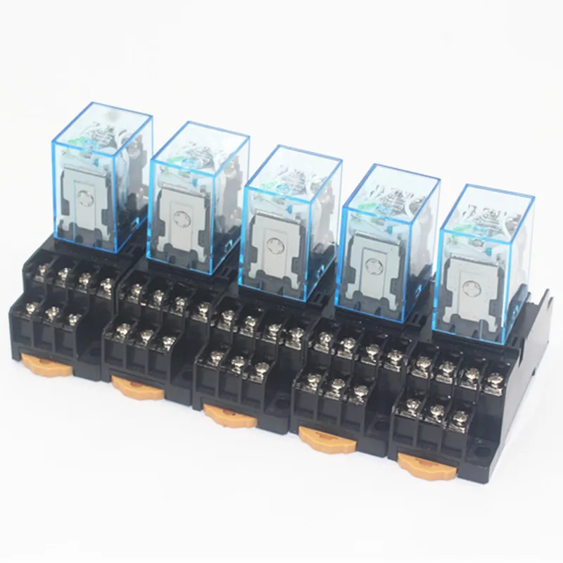 20 Pezzi Relè MY4NJ 4PDT 5A 220V – Bobine DC 12/24/36/48/110/220V Con Base PYF14A, LED Indicatore
