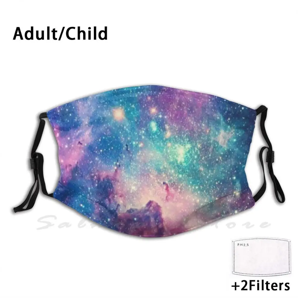 Galaxy Funny Print Reusable Pm2.5 Filter Face Mask Smile Pink Be Safe Ocean Rainbow Colorful Stars | Аксессуары для одежды