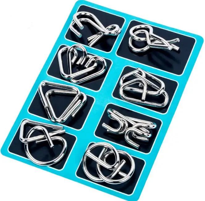 Classic IQ Metal Brain Teaser Wire Puzzles Game for Adults Children 15