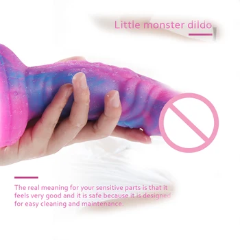 Dragon Monster Dildo Liquid Silicone Texture Sucker Rose Red with Blue Big Dick Animal Anal Penis Dildo Sex Toys For Couples 4