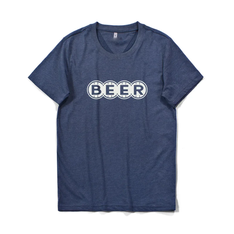 

Simple Pattern Men's Cotton T-shirt Beer Letters Printed Classy Short Sleeve moderno ropa O-neck elastic camiseta Tops for men
