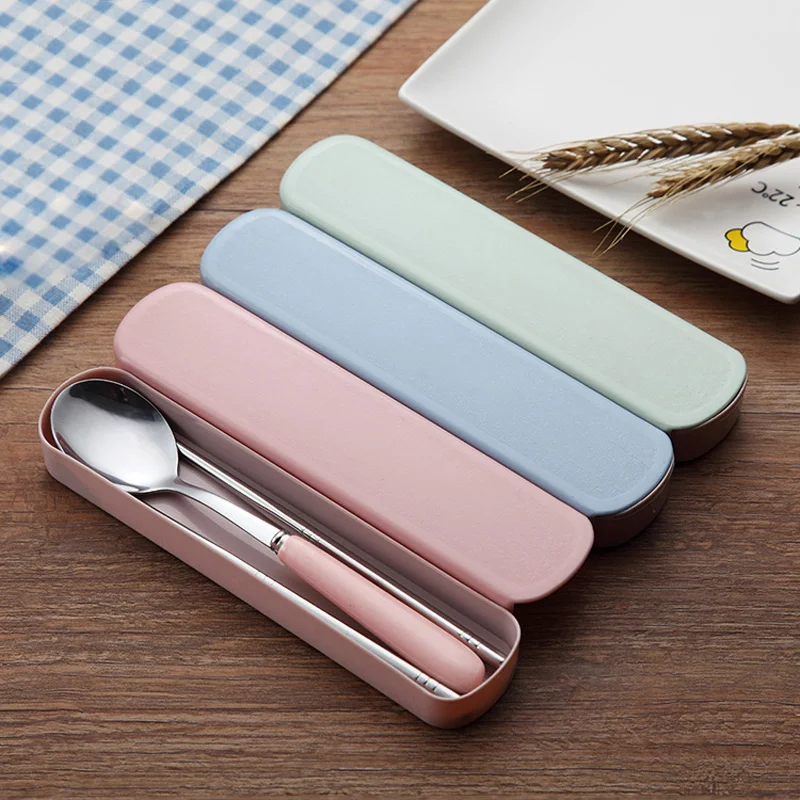 

Clearance Sale Korea Style Portable Stainless Steel Tableware Set Stainless Steel Solid Tableware Kit for Children Gift for Kids