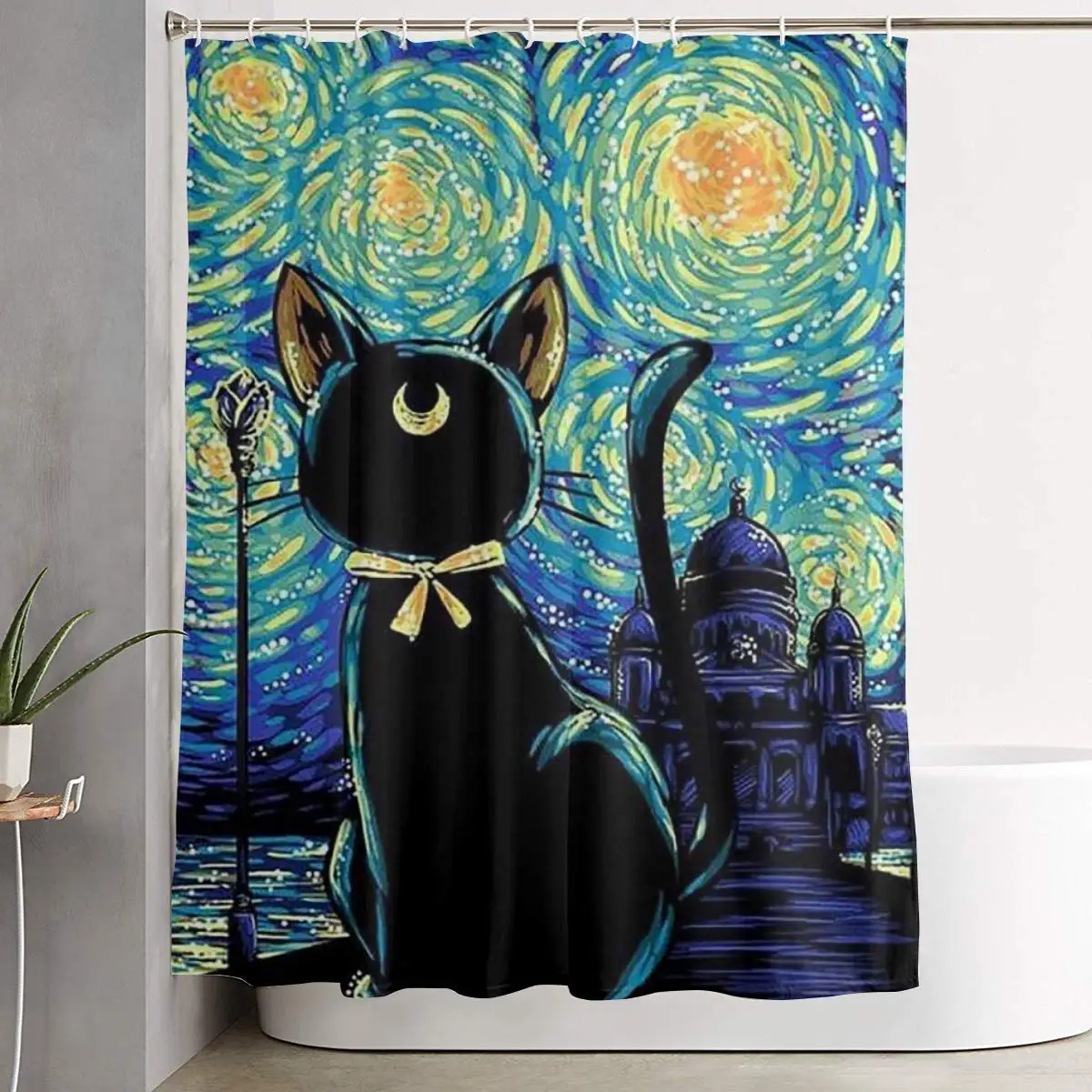 Starry Night Sailor Moon Cute Funny Waterproof Polyester Bathroom Decor Shower Curtains Aliexpress