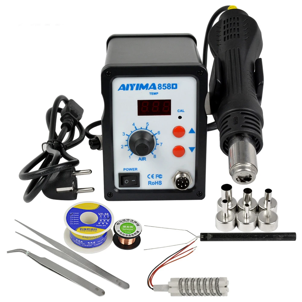 858D паяльная станция 110 В 220 700 Вт с ЖК дисплеем|air soldering station|soldering stationrework station 110v |
