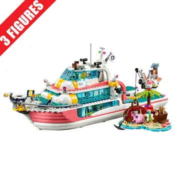 

Technic Hot Rescuse Ship Compatible with Friends Girl City 41381 41375 Building Blocks Brick DIY Toys Christmas Gifts