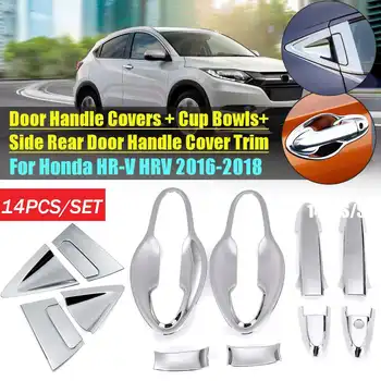 

Front Rear Gloss Carbon Chrome Black Door Handle Covers + Cup Bowls For Honda HRV HRV 2016 2017 2018 Car Styling Frame Protect