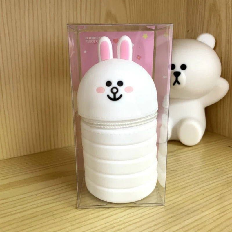 Kawaii, телескопический держатель для макияжа, ручка, сумка, канцелярские принадлежности, подарок, силиконовый красивый чехол, держатель для распечатки кистей, сумка для Wonman - Цвет: Оранжевый