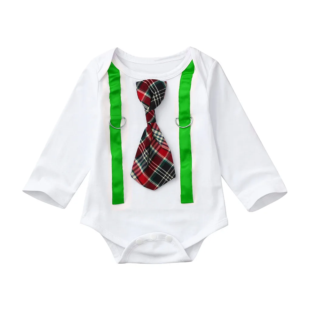 Одежда для новорожденных мальчиков, комбинезон в клетку с длинными рукавами и галстуком-бабочкой, новинка, Прямая поставка - Цвет: Зеленый