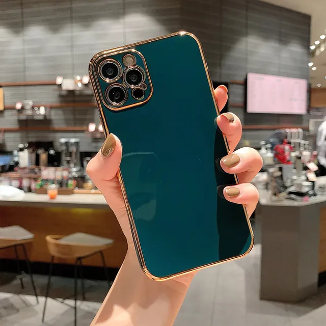 Ottwn Solid Plating Lens Protection Phone Case For iPhone 12 Pro Max 11 13 Pro Max X XR XS Max 7 8 6 Plus SE 2020 Soft TPU Cover DG