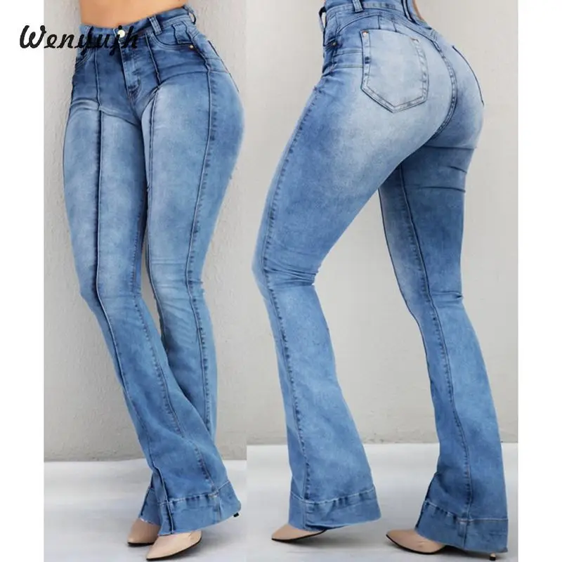 Женские джинсы с высокой талией, расклешенные джинсы, джинсы для женщин в стиле бойфренд, обтягивающие женские штаны, женские широкие джинсы для мам, большие размеры XXL