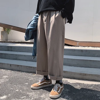 

2019 Autumn And Winter New Korean Version Of The Trend Of Fashion Wide-leg Pants Men's Pendant Straight Casual Pants S-2XL