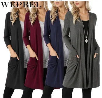 

WEPBEL Women Thin Cardigans Long Sleeved Slim Fit Simper Fashion Overcoat Open Front