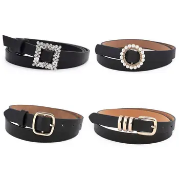 

Belts for women 2020 Ladies casual pearl PU slim belt Fashion decorative belt Diamond belt waistband women belt